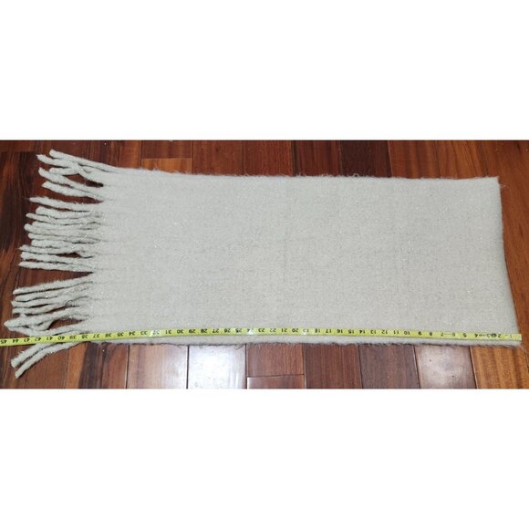 Jade &Clarisse Paris Beige Fringe Scarf 100% Viscose Soft Sparkle Wrap 76x16 - Picture 10 of 11